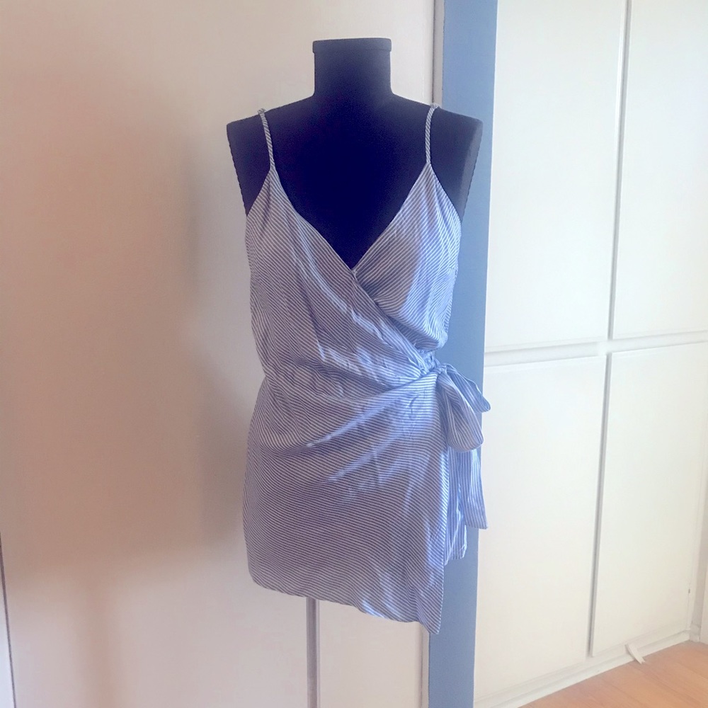 Striped Faux Wrap Romper